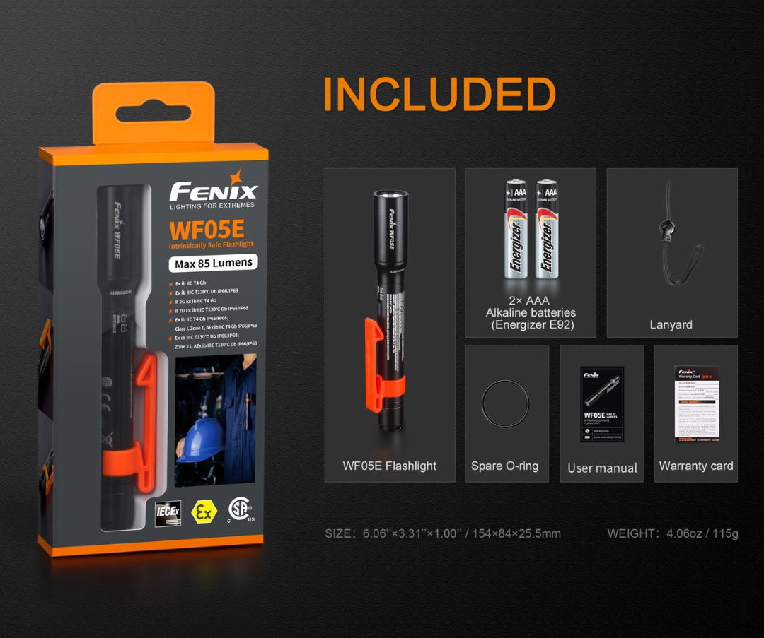 Fenix WF05E Intrinsically Safe CREE XP-G2 NW 85L Flashlight