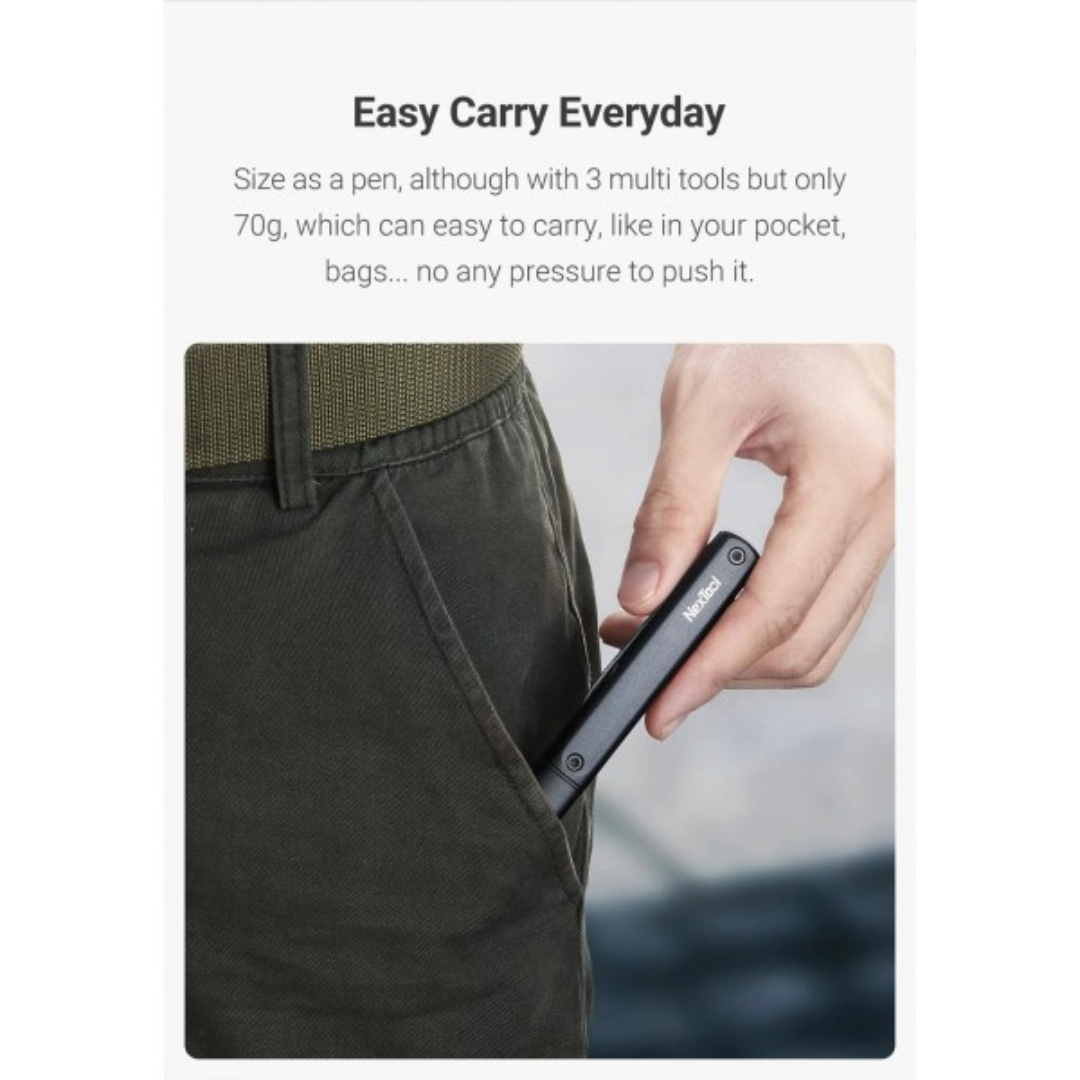 NexTool 3-in-1 Pen-shaped Flashlight Scissors Knife Tool N1 NE20026 Pocket Size Multitool