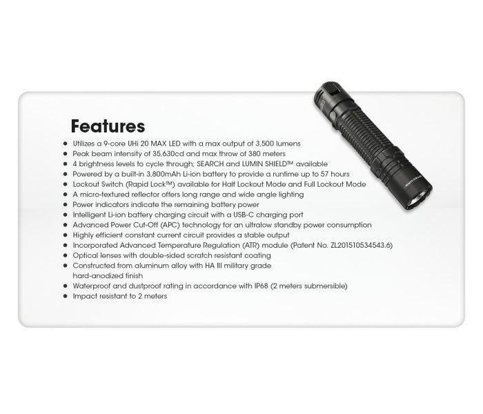 NITECORE EDC31 NiteLab UHi 20 MAX LED 3500L High Performance EDC USB Rechargeable Flashlight (100% Authentic)