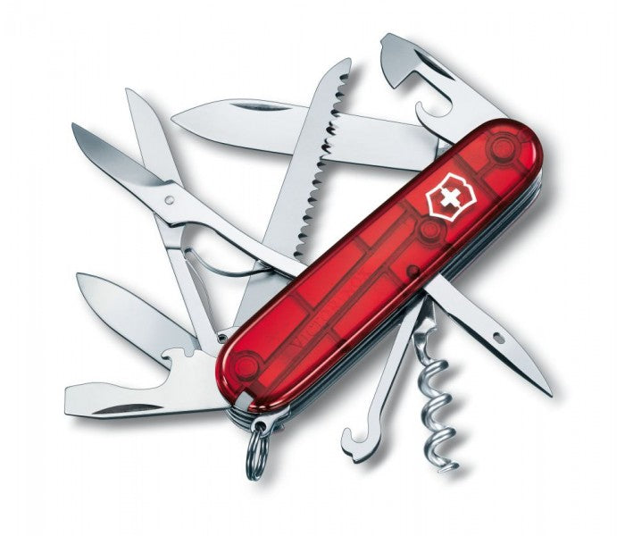 Victorinox Huntsman Translucent Red Multitool Pocket Knife 1.3713.TB1