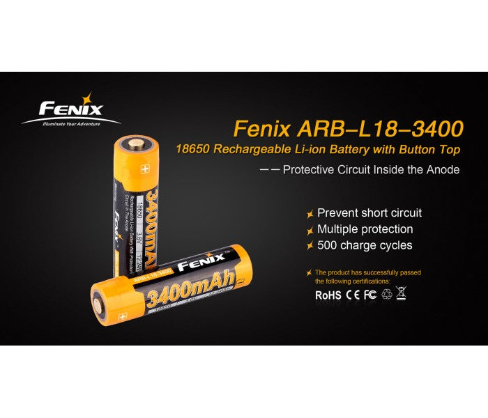 Fenix 18650 3.6V 3400mAh Li-ion Protected Rechargeable Battery (ARB-L18-3400) (100% Authentic)