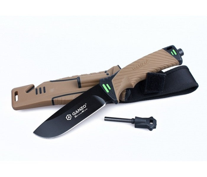 Ganzo G8012V2 Fixed Blade Survival Knife with Fire Starter Sheath