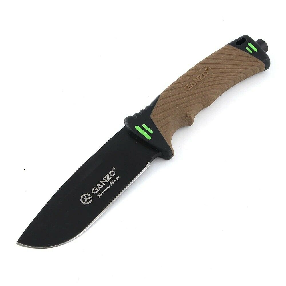 Ganzo G8012V2 Fixed Blade Survival Knife with Fire Starter Sheath